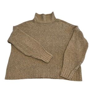 American Eagle Sage Green Tan Chunky Mock Neck Ribbed‎ Sweater Women’s M